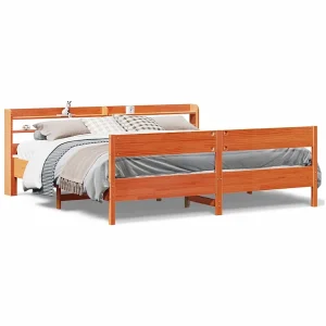 Bedframe zonder matras massief grenenhout wasbruin 200×200 cm Bedframe zonder matras massief grenenhout wasbruin 200×200 cm