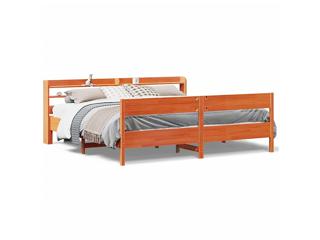 Bedframe zonder matras massief grenenhout wasbruin 200x200 cm
