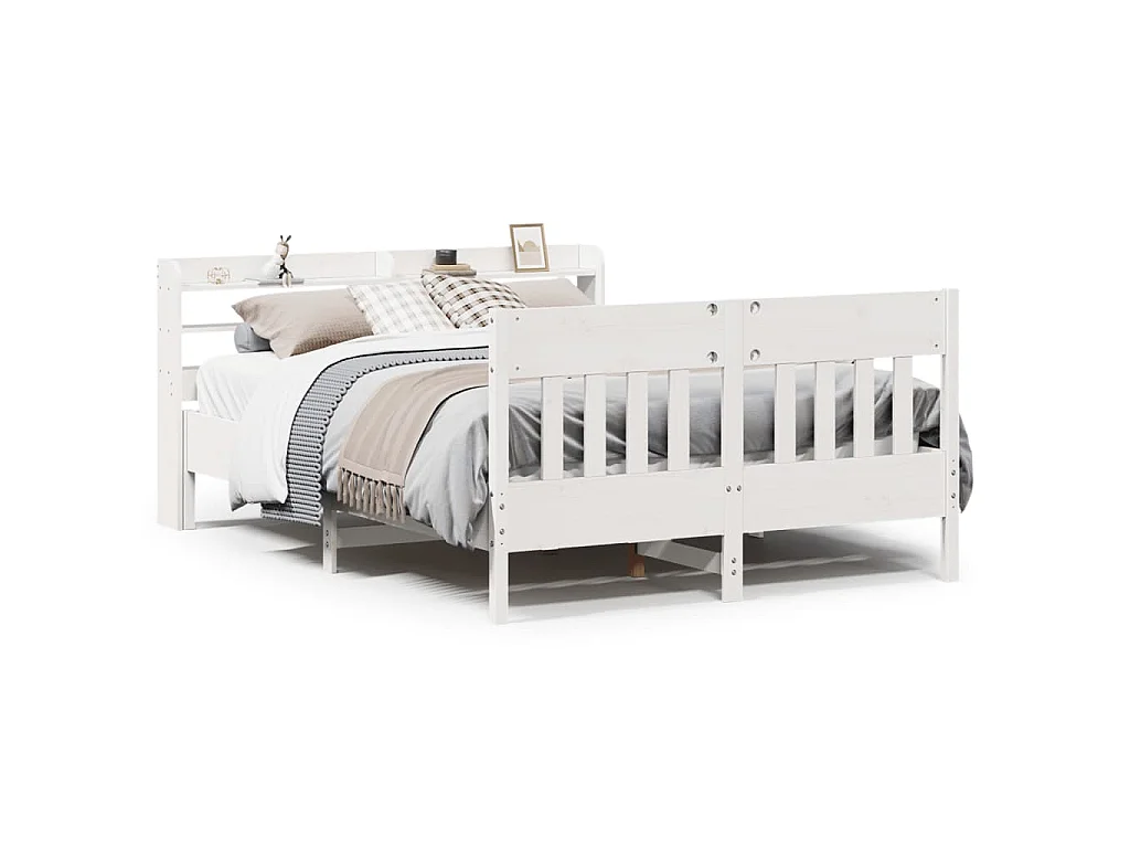Bedframe zonder matras massief grenenhout wit 120x200 cm