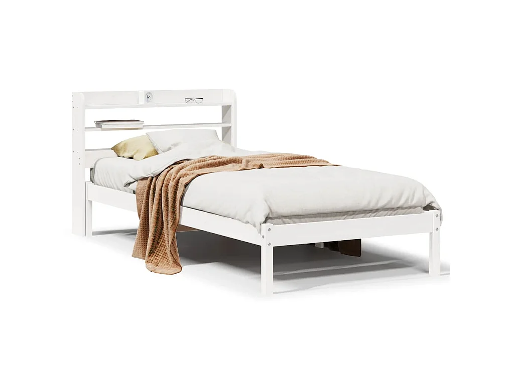 Bedframe zonder matras massief grenenhout wit 90x200 cm
