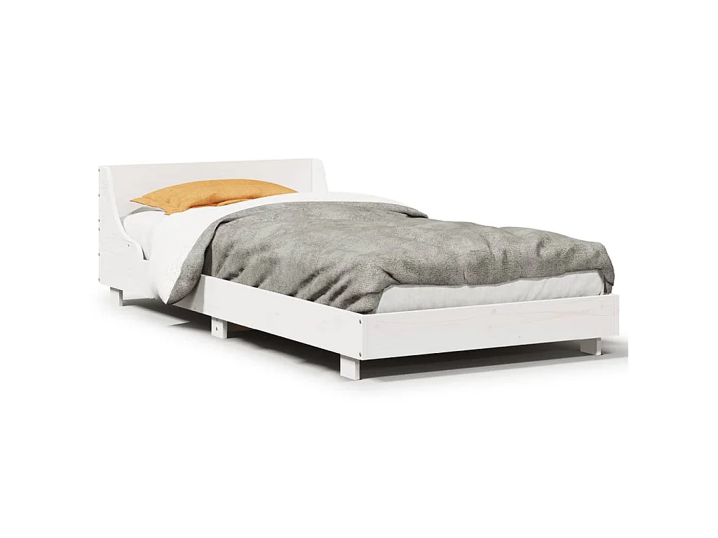 Bedframe zonder matras massief grenenhout wit 90x190 cm