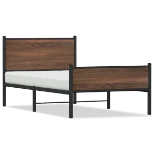 Bedframe zonder matras metaal bruin eikenkleurig 100×200 cm Bedframe zonder matras metaal bruin eikenkleurig 100×200 cm