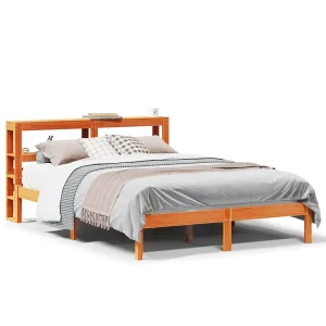 Bedframe met hoofdbord massief grenenhout wasbruin 150×200 cm Bedframe met hoofdbord massief grenenhout wasbruin 150×200 cm