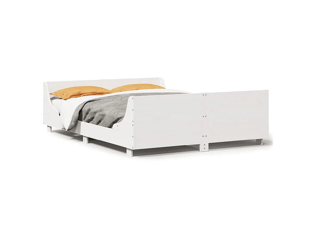 Bedframe zonder matras massief grenenhout wit 160x200 cm