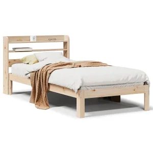 Bedframe met hoofdbord massief grenenhout 90×200 cm Bedframe met hoofdbord massief grenenhout 90×200 cm