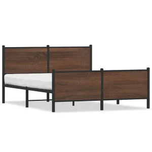 Bedframe zonder matras metaal bruin eikenkleurig 150×200 cm Bedframe zonder matras metaal bruin eikenkleurig 150×200 cm