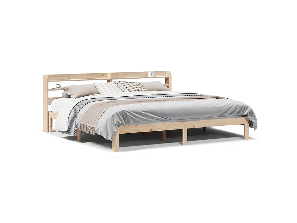Bedframe met hoofdbord massief grenenhout 180x200 cm