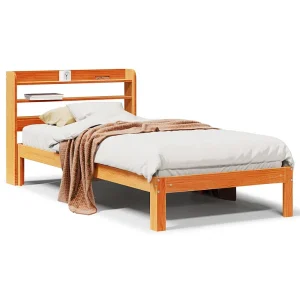 Bedframe zonder matras massief grenenhout wasbruin 100×200 cm Bedframe zonder matras massief grenenhout wasbruin 100×200 cm
