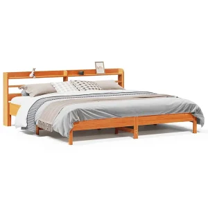Bedframe zonder matras massief grenenhout wasbruin 200×200 cm Bedframe zonder matras massief grenenhout wasbruin 200×200 cm