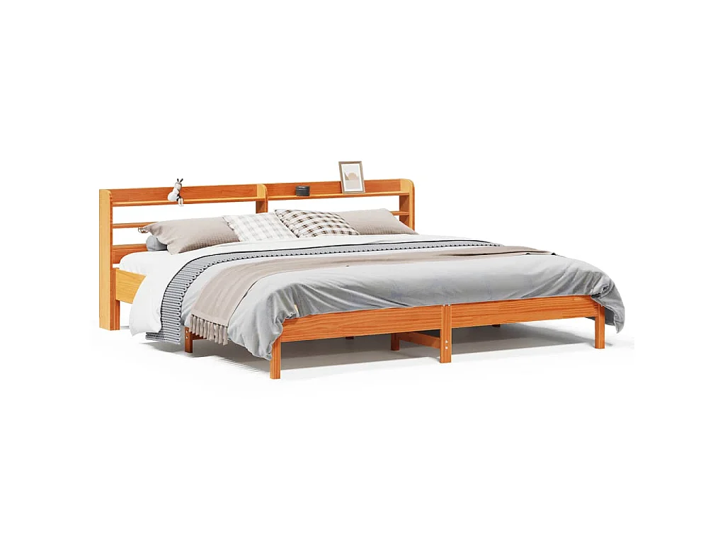 Bedframe zonder matras massief grenenhout wasbruin 200x200 cm
