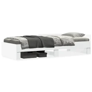 Bedframe bewerkt hout wit 90×190 cm Bedframe bewerkt hout wit 90×190 cm