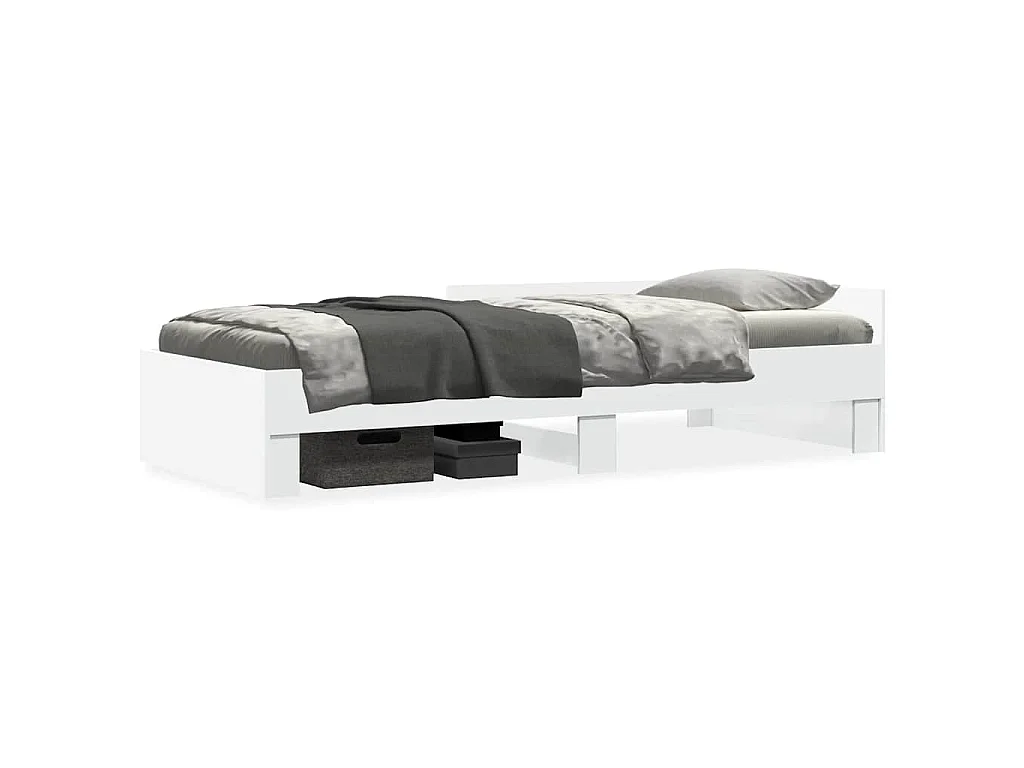 Bedframe bewerkt hout wit 90x190 cm