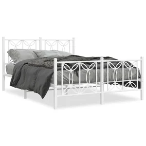 Bedframe met hoofd- en voeteneinde metaal wit 135×190 cm Bedframe met hoofd- en voeteneinde metaal wit 135×190 cm