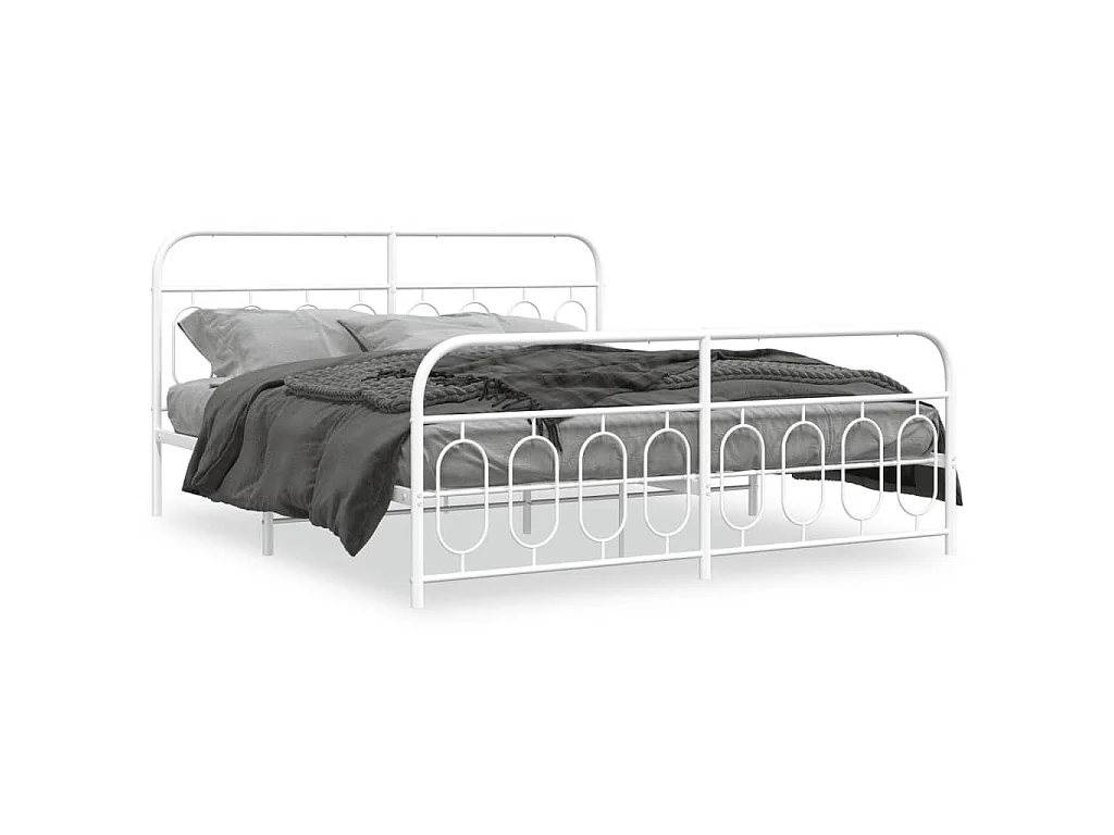 Bedframe met hoofd- en voeteneinde metaal wit 193x203 cm