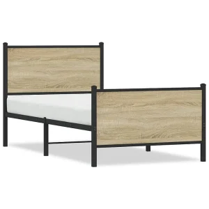 Bedframe zonder matras metaal sonoma eikenkleurig 80×200 cm