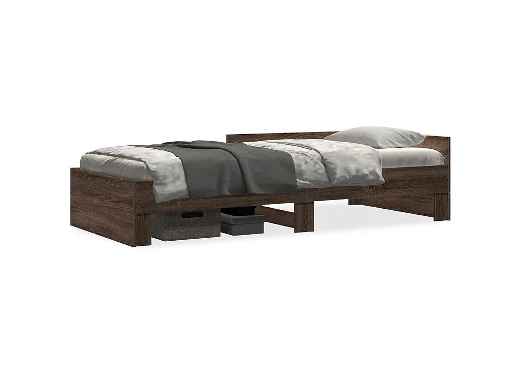 Bedframe zonder matras bewerkt hout bruin eikenkleur 90x190 cm