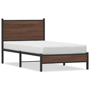 Bedframe zonder matras metaal bruin eikenkleurig 80×200 cm Bedframe zonder matras metaal bruin eikenkleurig 80×200 cm