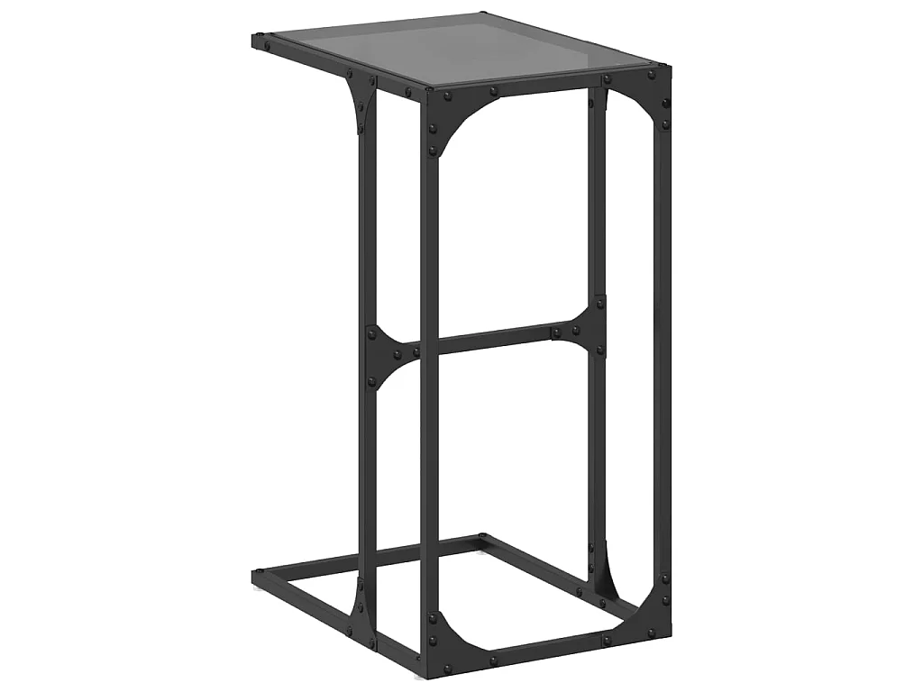 Bijzettafel met zwart glazen blad 40x30x61,5 cm staal