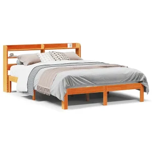 Bedframe zonder matras massief grenenhout wasbruin 140×200 cm Bedframe zonder matras massief grenenhout wasbruin 140×200 cm
