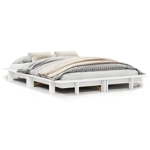 Bedframe zonder matras massief grenenhout wit 140×200 cm Bedframe zonder matras massief grenenhout wit 140×200 cm