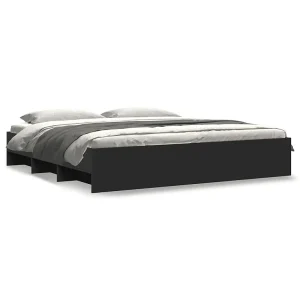 Bedframe bewerkt hout zwart 180×200 cm Bedframe bewerkt hout zwart 180×200 cm