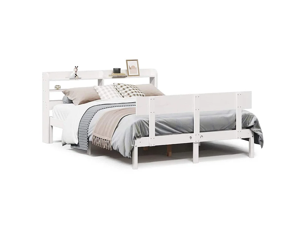 Bedframe zonder matras massief grenenhout wit 120x200 cm