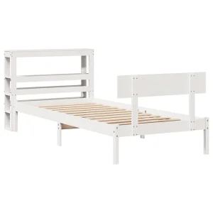 Bedframe zonder matras massief grenenhout wit 90×200 cm Bedframe zonder matras massief grenenhout wit 90×200 cm
