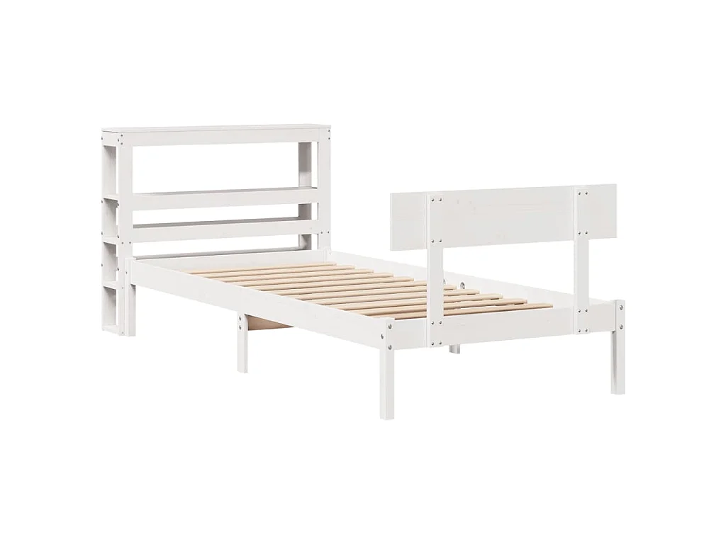 Bedframe zonder matras massief grenenhout wit 90x200 cm