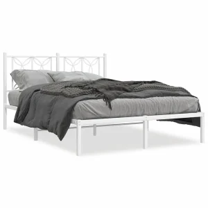Bedframe met hoofdbord metaal wit 140×190 cm Bedframe met hoofdbord metaal wit 140×190 cm