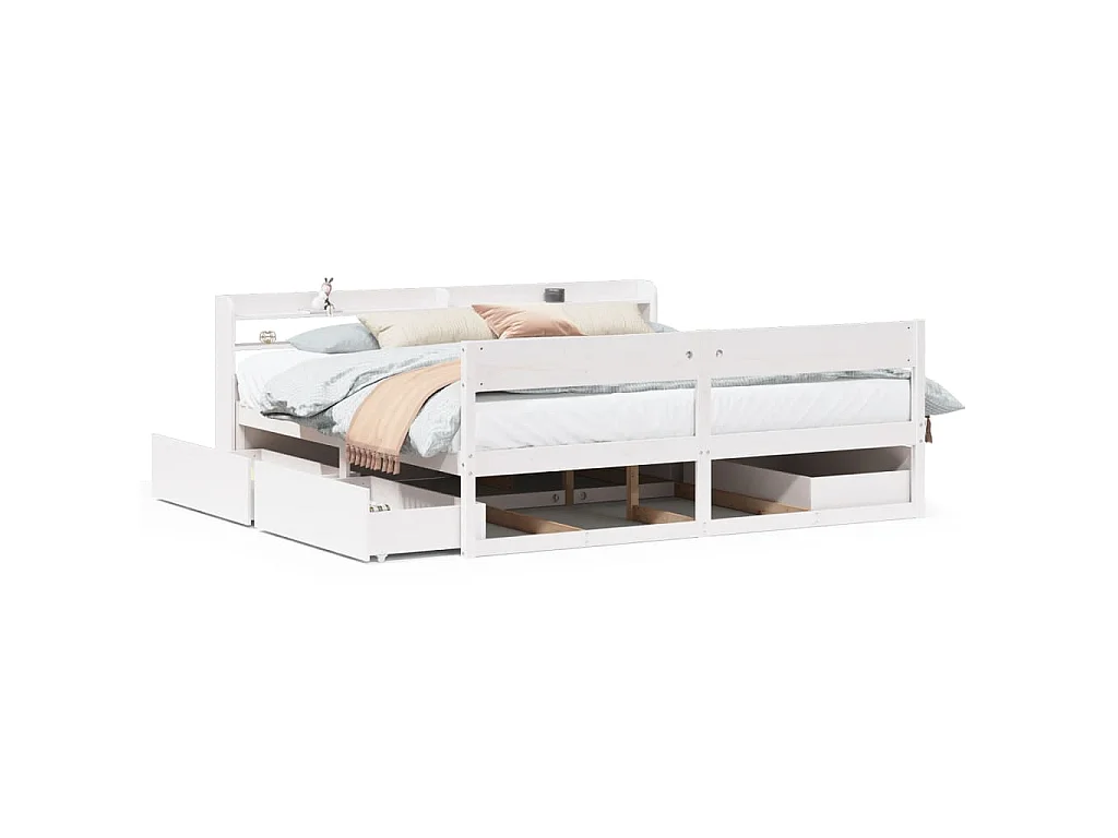 Bedframe zonder matras massief grenenhout wit 200x200 cm