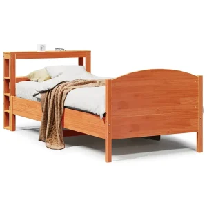 Bedframe zonder matras massief grenenhout wasbruin 75×190 cm Bedframe zonder matras massief grenenhout wasbruin 75×190 cm