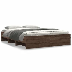 Bedframe zonder matras bewerkt hout bruin eikenkleur 150×200 cm Bedframe zonder matras bewerkt hout bruin eikenkleur 150×200 cm