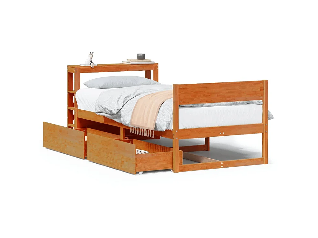 Bedframe zonder matras massief grenenhout wasbruin 100x200 cm