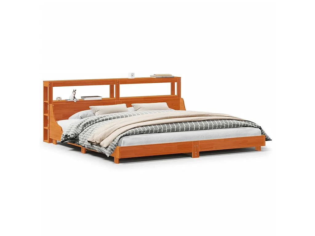 Bedframe zonder matras massief grenenhout wasbruin 200x200 cm