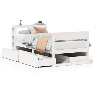 Bedframe zonder matras massief grenenhout wit 75×190 cm Bedframe zonder matras massief grenenhout wit 75×190 cm