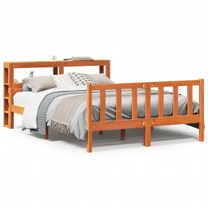 Bedframe met hoofdbord massief grenenhout wasbruin 150×200 cm Bedframe met hoofdbord massief grenenhout wasbruin 150×200 cm