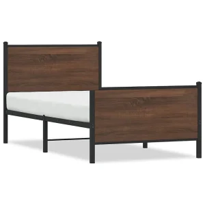Bedframe zonder matras metaal bruin eikenkleurig 75×190 cm Bedframe zonder matras metaal bruin eikenkleurig 75×190 cm