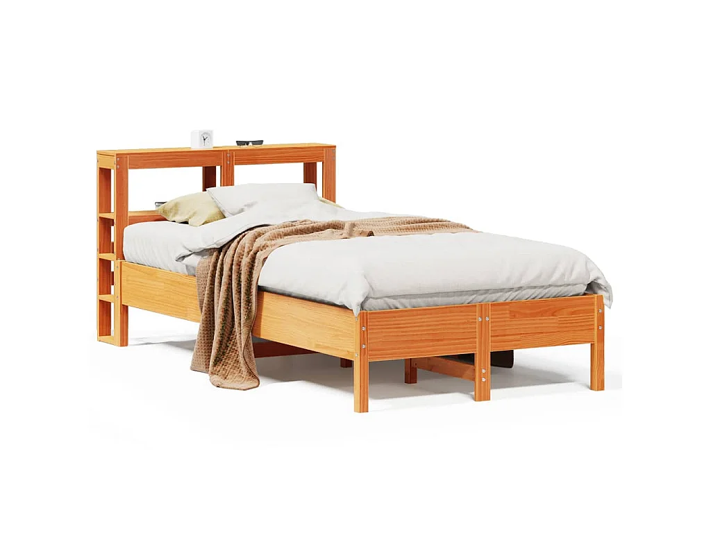 Bedframe zonder matras massief grenenhout wasbruin 100x200 cm