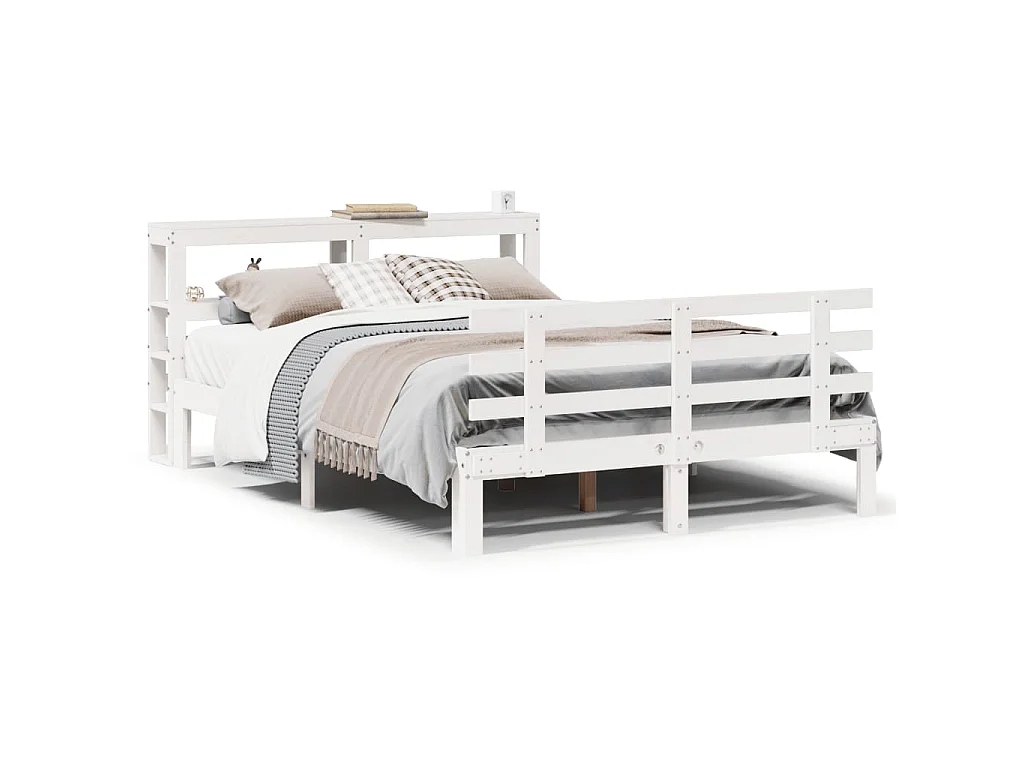 Bedframe met hoofdeinde zonder matras 160x200 cm wit