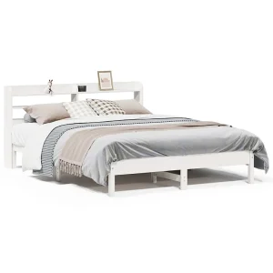 Bedframe zonder matras massief grenenhout wit 150×200 cm Bedframe zonder matras massief grenenhout wit 150×200 cm