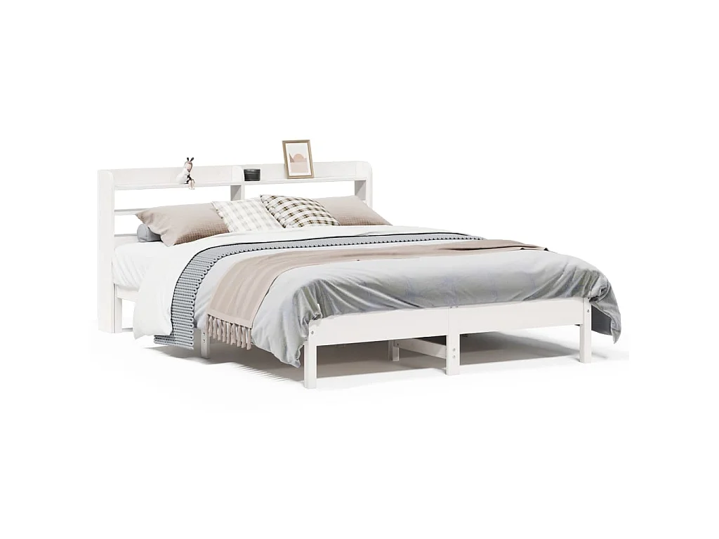 Bedframe zonder matras massief grenenhout wit 150x200 cm
