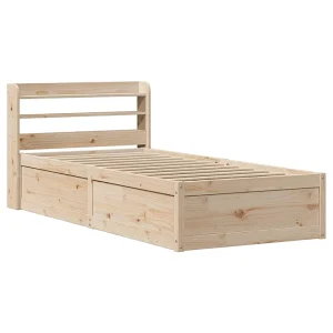 Bedframe met hoofdbord massief grenenhout 75×190 cm Bedframe met hoofdbord massief grenenhout 75×190 cm