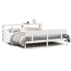 Bedframe zonder matras massief grenenhout wit 180×200 cm Bedframe zonder matras massief grenenhout wit 180×200 cm