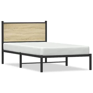 Bedframe zonder matras metaal sonoma eikenkleurig 100×190 cm