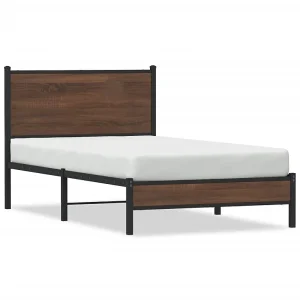 Bedframe zonder matras metaal bruin eikenkleurig 107×203 cm Bedframe zonder matras metaal bruin eikenkleurig 107×203 cm