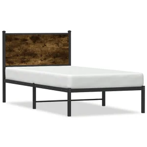Bedframe zonder matras metaal gerookt eikenkleurig 75×190 cm Bedframe zonder matras metaal gerookt eikenkleurig 75×190 cm