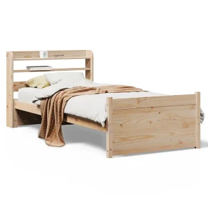 Bedframe met hoofdbord massief grenenhout 90×200 cm Bedframe met hoofdbord massief grenenhout 90×200 cm