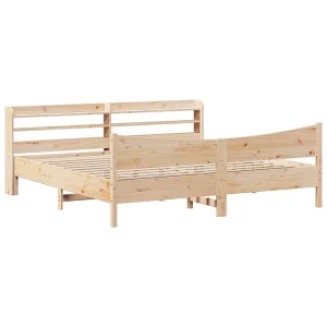 Bedframe met hoofdbord massief grenenhout 180×200 cm