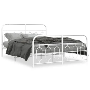 Bedframe met hoofd- en voeteneinde metaal wit 140×190 cm Bedframe met hoofd- en voeteneinde metaal wit 140×190 cm