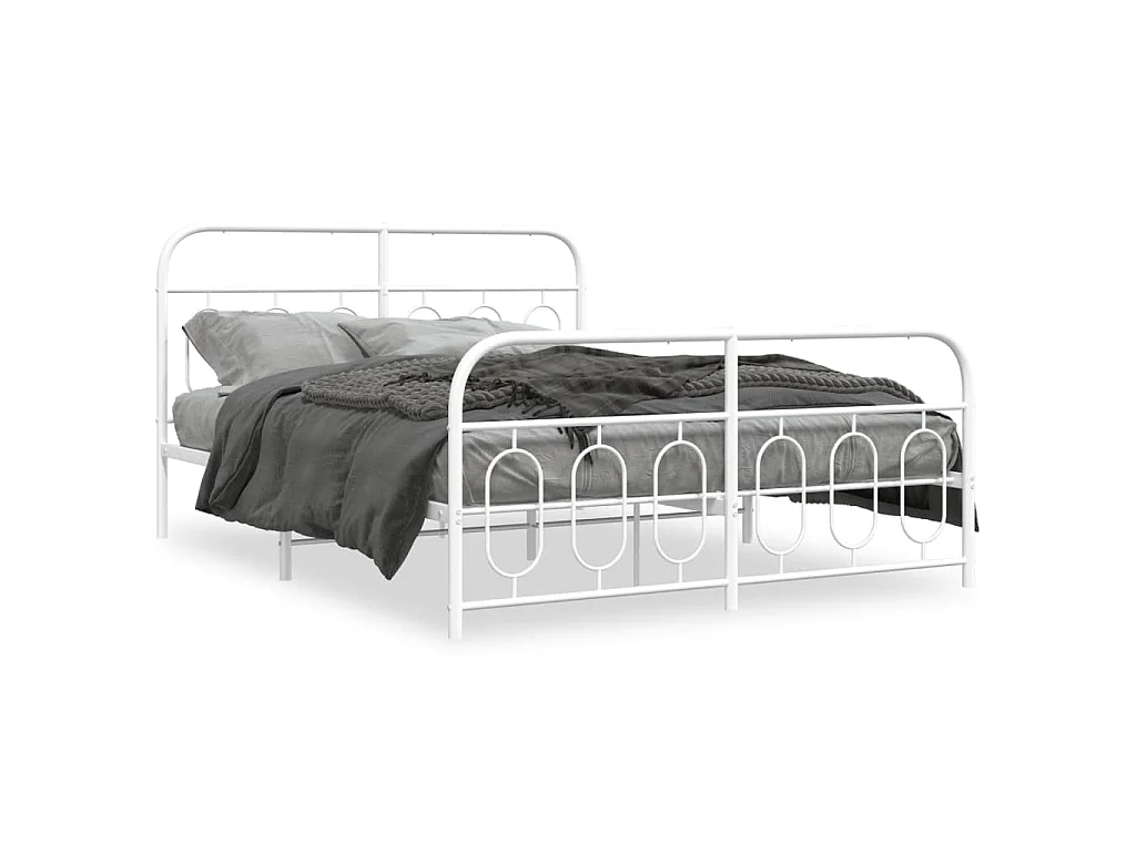 Bedframe met hoofd- en voeteneinde metaal wit 140x190 cm